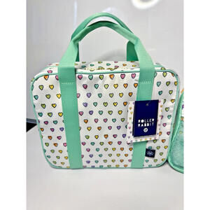 Roller Rabbit x Target Disco Hearts Hanging Toiletry Bag White Teal Travel New